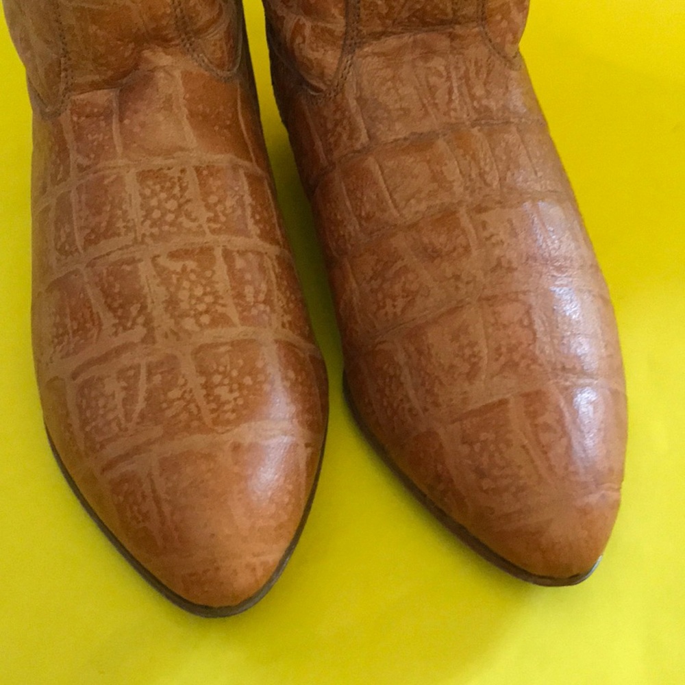 Vintage orange all leather booties - Picture 3 of 10